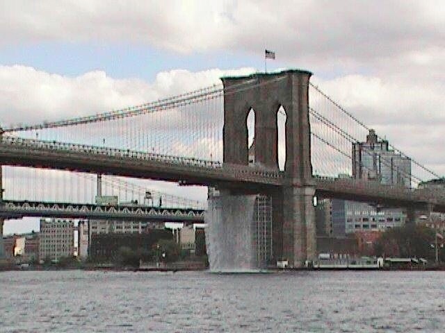 Brooklyn Bridge with waterfall